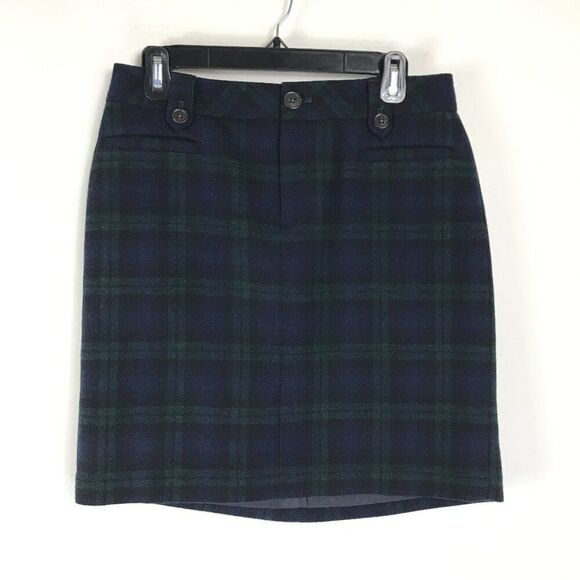 Eddie Bauer Wool Blend Plaid Skirt Women's Size 4 Pockets Lined Career Workwear - Picture 1 of 9
